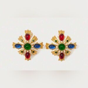 Elegant Gold and Multicolor Statement Earrings